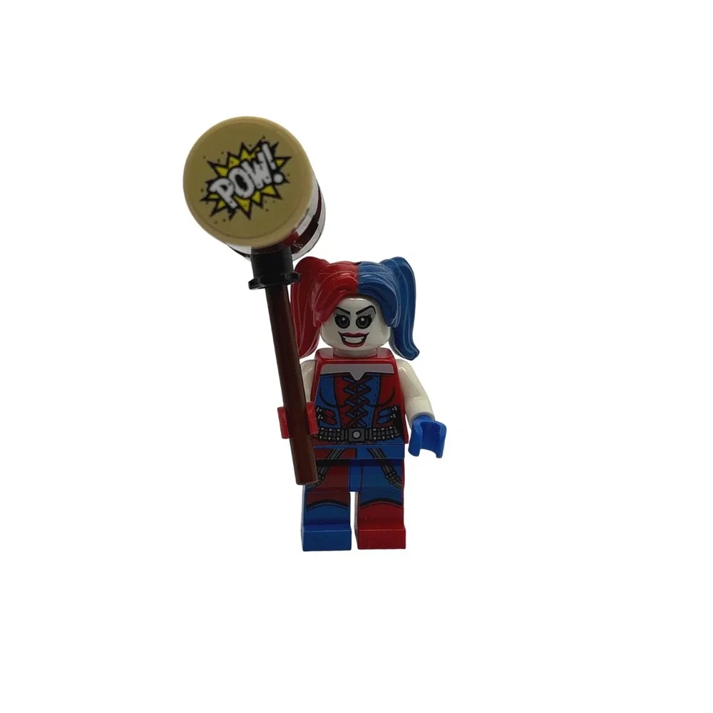 LEGO DC SuperHeroes Harley Quinn Minifigure sh273 Red Blue Mallet Hammer 2 faces